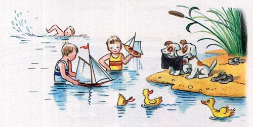 Мойдодыр - мальчики плавают в реке