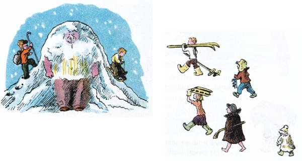 Дети катаются со снежной горы