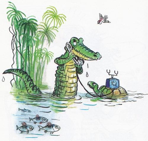 Крокодил звонит по телефону